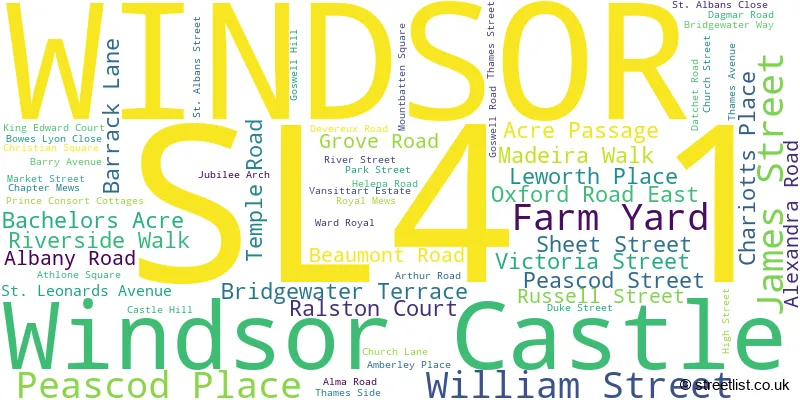 A word cloud for the SL4 1 postcode